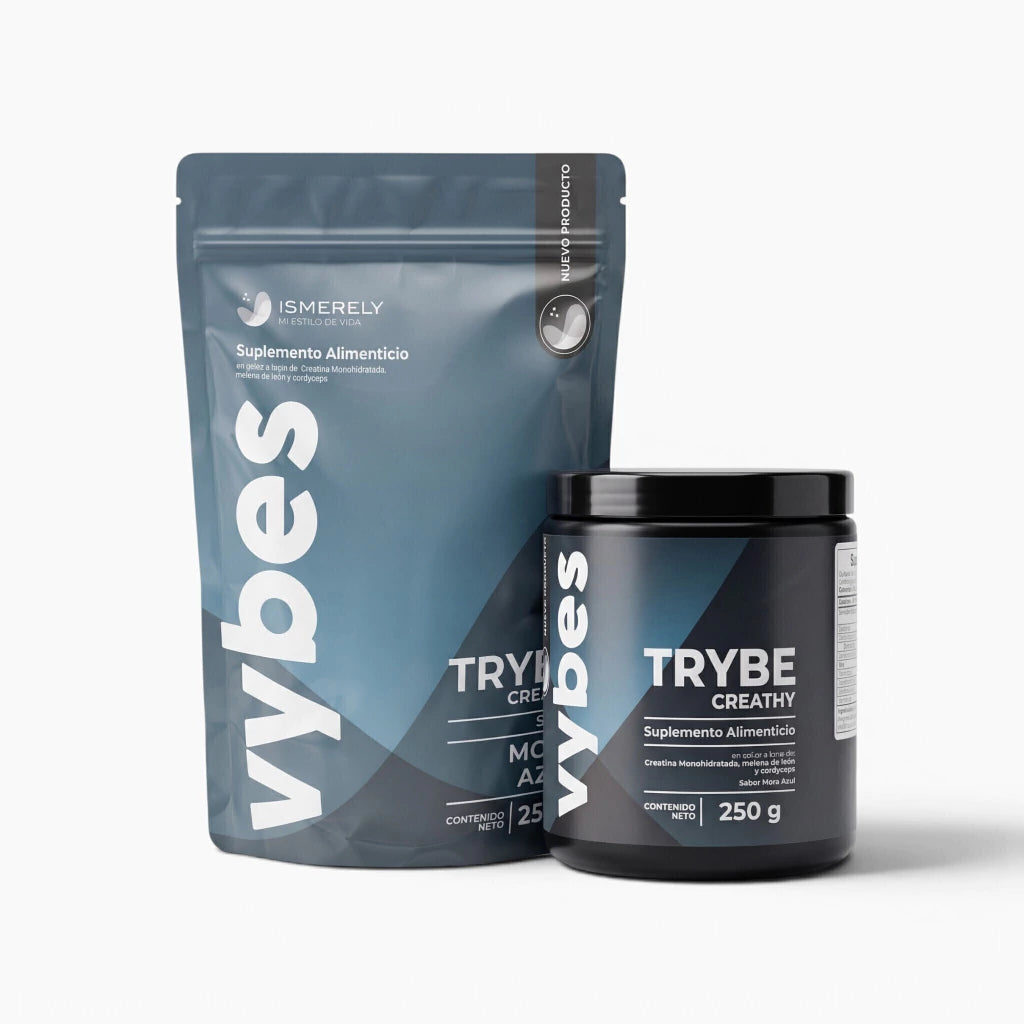 Ismerely Trybe Creathy Vybes | Creatina con melena de león y cordyceps sabor mora azul